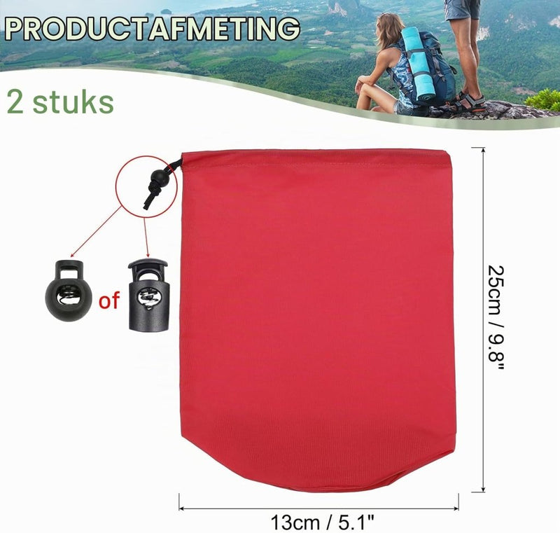 Laden Sie das Bild in Galerie -Viewer, Waterdichte opbergzakken 2 stuks 13 x 25 cm met trekkoord donkergrijs – stuff sacks – camping accessoires - happygetfit.com
