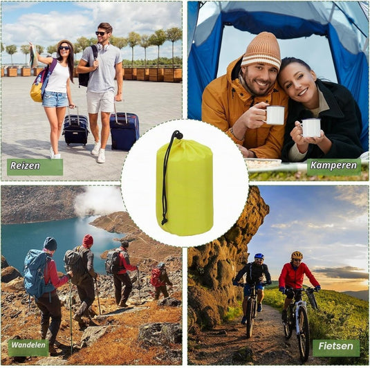 Waterdichte opbergzakken 2 stuks 13 x 25 cm met trekkoord donkergrijs – stuff sacks – camping accessoires - happygetfit.com