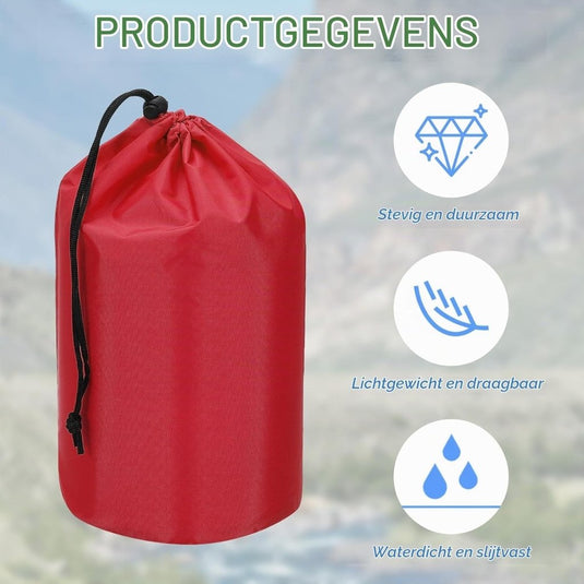 Waterdichte opbergzakken 2 stuks 13 x 25 cm met trekkoord donkergrijs – stuff sacks – camping accessoires - happygetfit.com