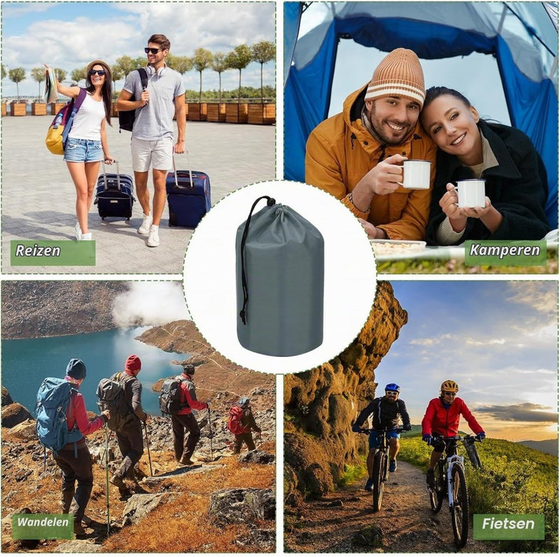 Laden Sie das Bild in Galerie -Viewer, Waterdichte opbergzakken 2 stuks 13 x 25 cm met trekkoord donkergrijs – stuff sacks – camping accessoires - happygetfit.com
