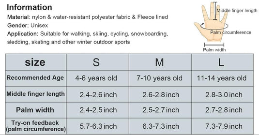 Waterdichte skihandschoenen voor kinderen 4-6 jaar - happygetfit.com
