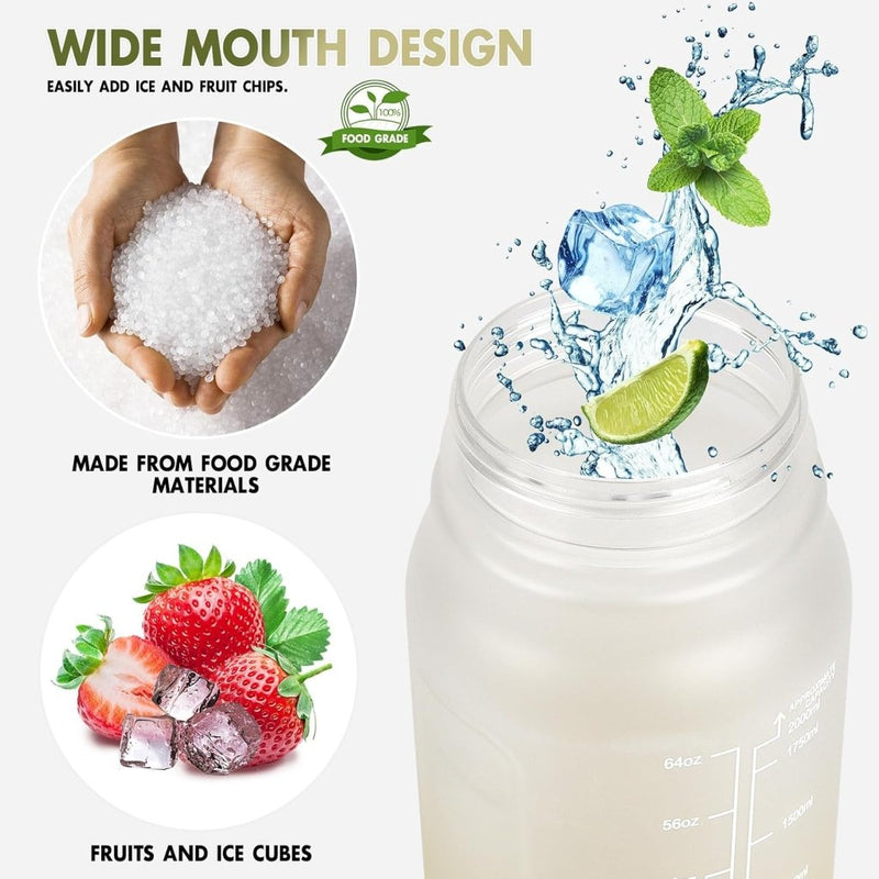Laden Sie das Bild in Galerie -Viewer, Waterfles 2 liter met rietje en lekvrije dop van BPA-vrij kunststof – sportdrinkfles – fitnessaccessoires - happygetfit.com
