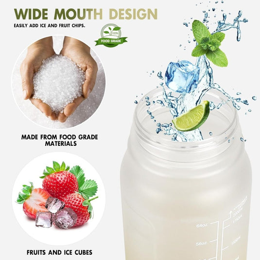 Waterfles 2 liter met rietje en lekvrije dop van BPA-vrij kunststof – sportdrinkfles – fitnessaccessoires - happygetfit.com