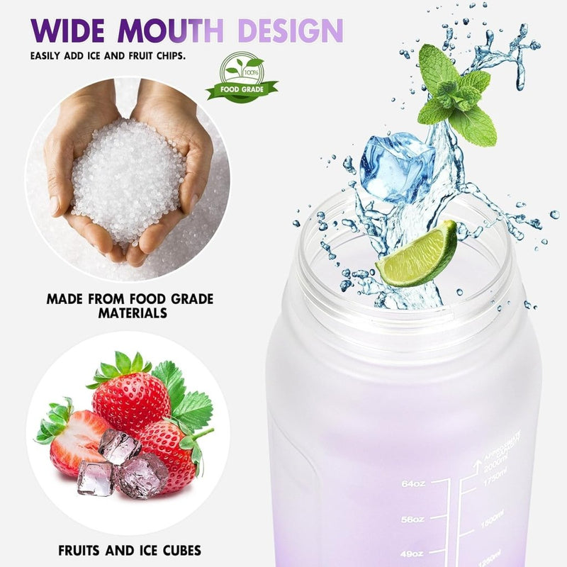 Laden Sie das Bild in Galerie -Viewer, Waterfles 2 liter met rietje en lekvrije dop van BPA-vrij kunststof – sportdrinkfles – fitnessaccessoires - happygetfit.com
