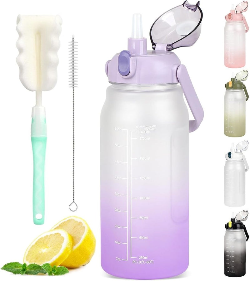 Laden Sie das Bild in Galerie -Viewer, Waterfles 2 liter met rietje en lekvrije dop van BPA-vrij kunststof – sportdrinkfles – fitnessaccessoires - happygetfit.com

