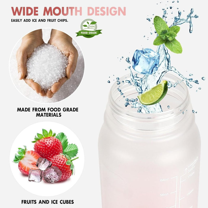Laden Sie das Bild in Galerie -Viewer, Waterfles 2 liter met rietje en lekvrije dop van BPA-vrij kunststof – sportdrinkfles – fitnessaccessoires - happygetfit.com
