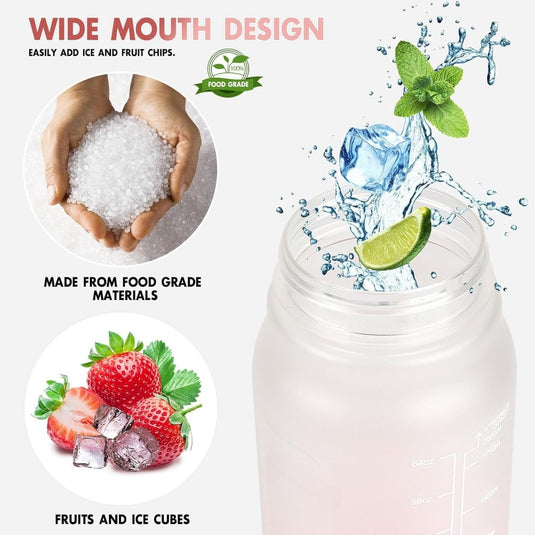 Waterfles 2 liter met rietje en lekvrije dop van BPA-vrij kunststof – sportdrinkfles – fitnessaccessoires - happygetfit.com