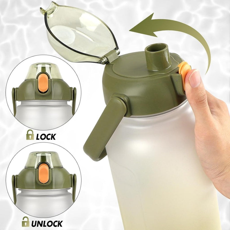 Laden Sie das Bild in Galerie -Viewer, Waterfles 2 liter met rietje en lekvrije dop van BPA-vrij kunststof – sportdrinkfles – fitnessaccessoires - happygetfit.com
