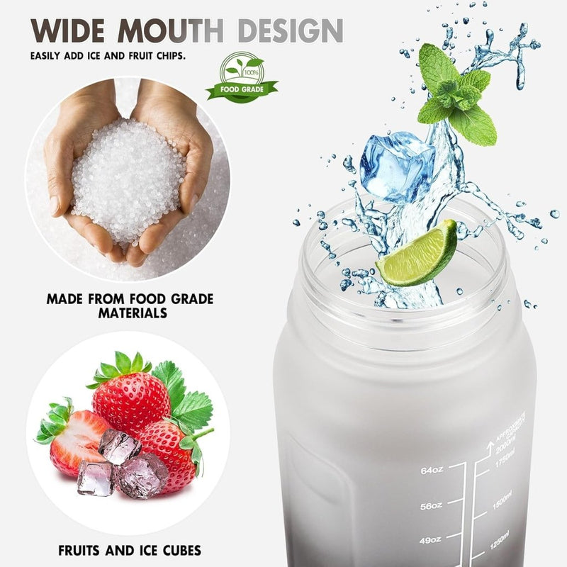 Laden Sie das Bild in Galerie -Viewer, Waterfles 2 liter met rietje en lekvrije dop van BPA-vrij kunststof – sportdrinkfles – fitnessaccessoires - happygetfit.com

