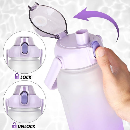 Waterfles 2 liter met rietje en lekvrije dop van BPA-vrij kunststof – sportdrinkfles – fitnessaccessoires - happygetfit.com