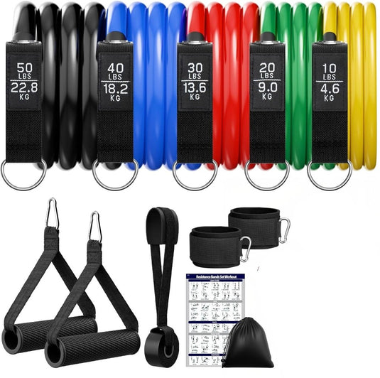 Weerstandsbanden set van 5 met handgrepen en deuranker - happygetfit.com