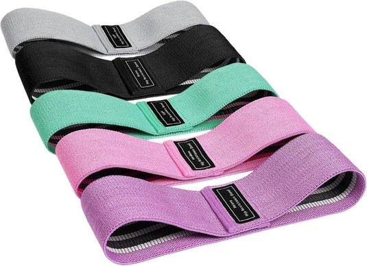 Weerstandsbanden van stof 3 stuks met lichte middelzware en zware weerstand voor benen en billen – fitnesselastieken – booty bands - happygetfit.com