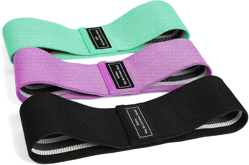 Charger l’image dans la visionneuse de galerie, Weerstandsbanden van stof 3 stuks met lichte middelzware en zware weerstand voor benen en billen – fitnesselastieken – booty bands - happygetfit.com
