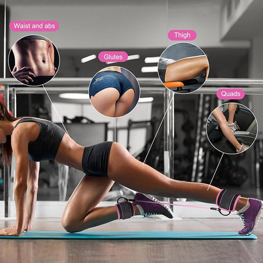 Weerstandsbanden, voetlussen, enkelriem, trekkoord, fitness, voor dames en heren, fitnesstraining, beenweerstandsbanden, voor booty workouts, kickbacks hip gluteus-training - happygetfit.com