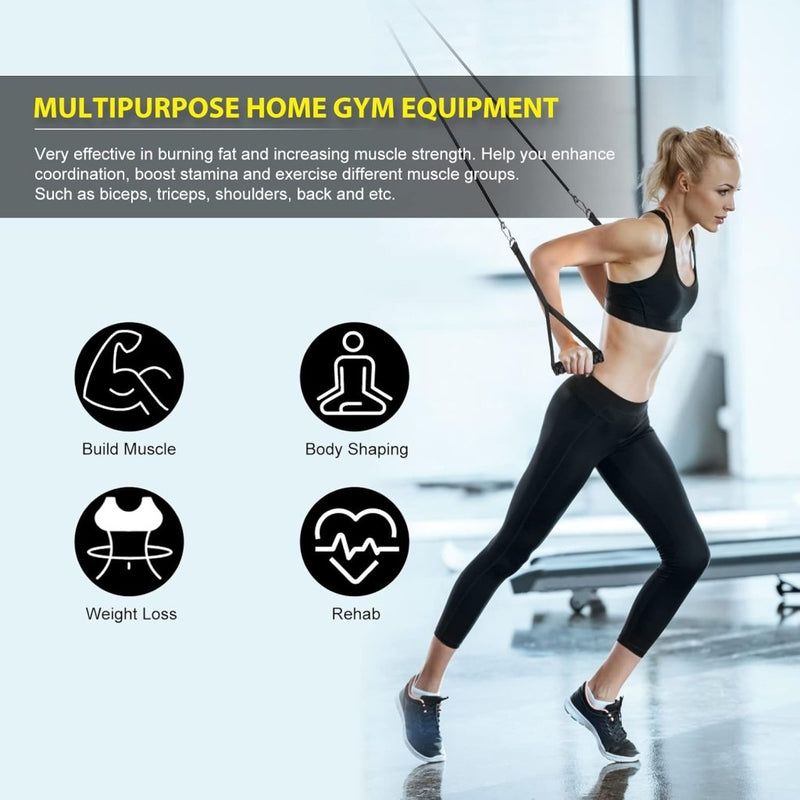 Load image into Gallery viewer, Weight Cable Pulley System Gym, Cable Weight Pulley System Attachments for Home Gym with Handle Pulley System Gym LAT Pull Down, Biceps Curl Workout - happygetfit.com
