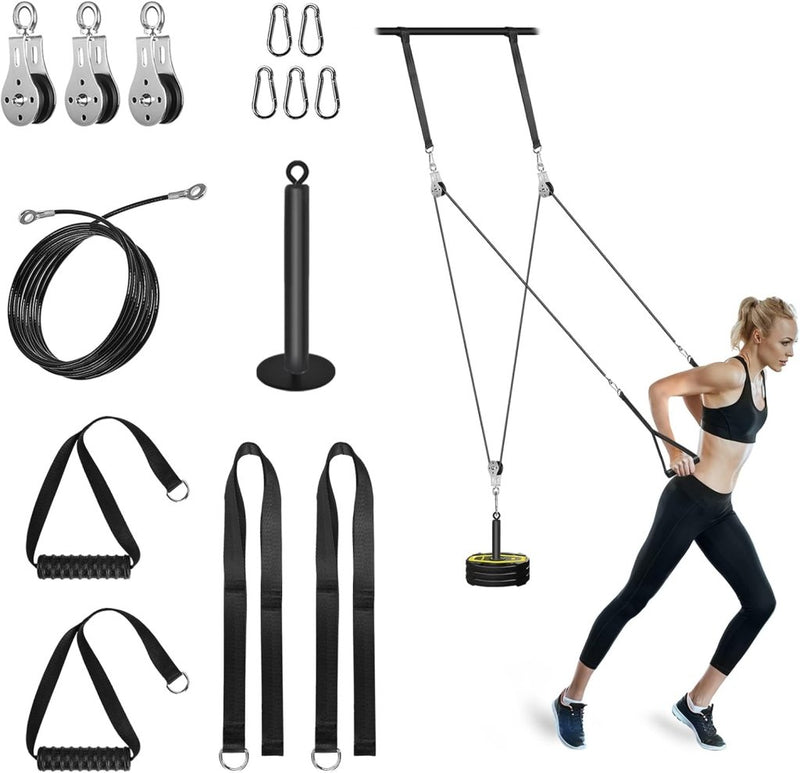 Load image into Gallery viewer, Weight Cable Pulley System Gym, Cable Weight Pulley System Attachments for Home Gym with Handle Pulley System Gym LAT Pull Down, Biceps Curl Workout - happygetfit.com
