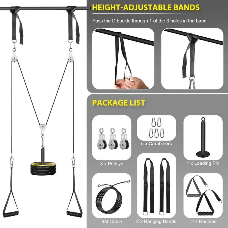 Load image into Gallery viewer, Weight Cable Pulley System Gym, Cable Weight Pulley System Attachments for Home Gym with Handle Pulley System Gym LAT Pull Down, Biceps Curl Workout - happygetfit.com
