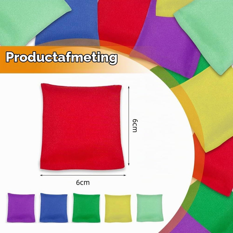 Bild im Galerie-Viewer laden, Werpspel zakjes voor kinderen 12 stuks van polyester met kleikorrels 7,5 x 7,5 cm voor buitenspellen – pittenzakjes – mikspel - happygetfit.com
