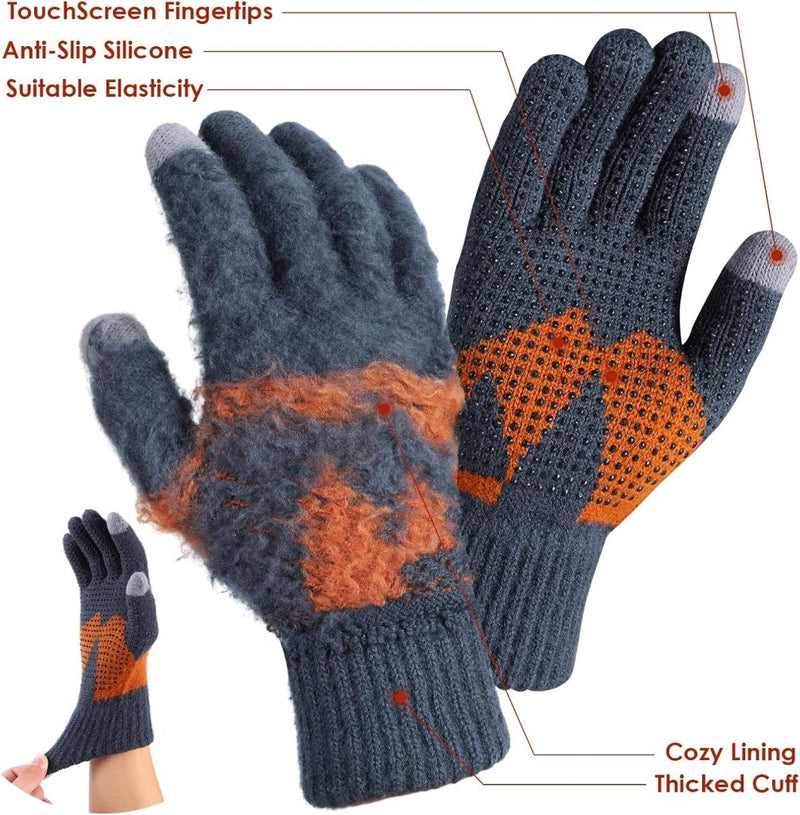Laad afbeelding in Galerijviewer, Winterhandschoenen, touchscreen-handschoenen, fleece, stretch, gebreide handschoenen, sport, warme loophandschoenen, indoor-outdoorsport, voor dames en heren - happygetfit.com
