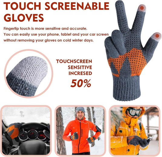 Winterhandschoenen, touchscreen-handschoenen, fleece, stretch, gebreide handschoenen, sport, warme loophandschoenen, indoor-outdoorsport, voor dames en heren - happygetfit.com