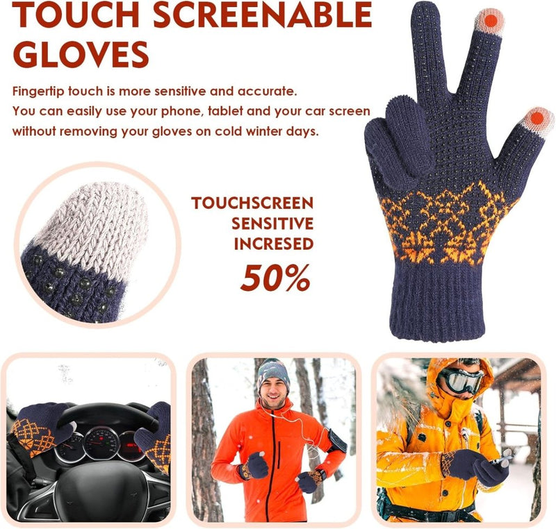 Laad afbeelding in Galerijviewer, Winterhandschoenen, touchscreen-handschoenen, fleece, stretch, gebreide handschoenen, sport, warme loophandschoenen, indoor-outdoorsport, voor dames en heren - happygetfit.com
