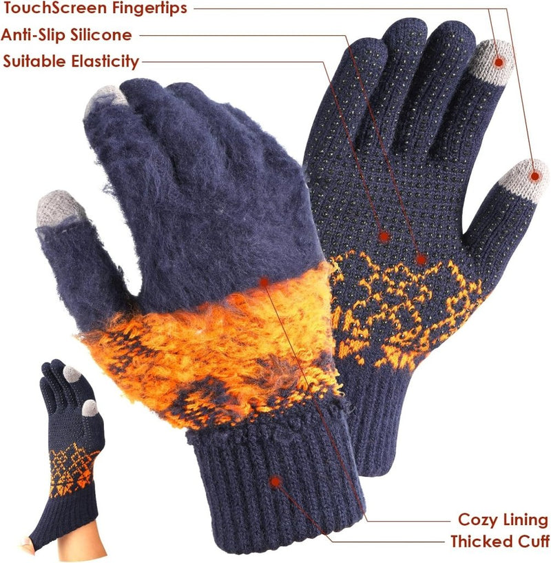 Laad afbeelding in Galerijviewer, Winterhandschoenen, touchscreen-handschoenen, fleece, stretch, gebreide handschoenen, sport, warme loophandschoenen, indoor-outdoorsport, voor dames en heren - happygetfit.com
