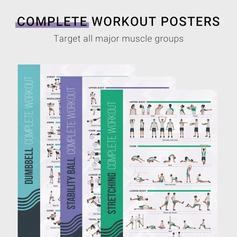 Chargez l'image dans la visionneuse de la galerie, Workout oefenposters set van 8 stuks 51 x 76 cm - happygetfit.com
