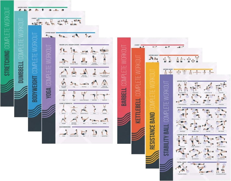 Chargez l'image dans la visionneuse de la galerie, Workout oefenposters set van 8 stuks 51 x 76 cm - happygetfit.com
