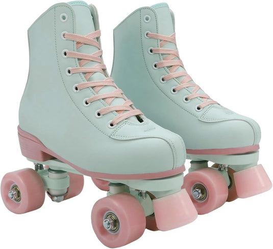 XUDREZ Rolschaatsen voor meisjes en vrouwen, rolschaatsen, volwassen rolschaatsen, mintgroene schaatsen, schoenen oplichten voor kind, beginner, buiten en binnen - happygetfit.com