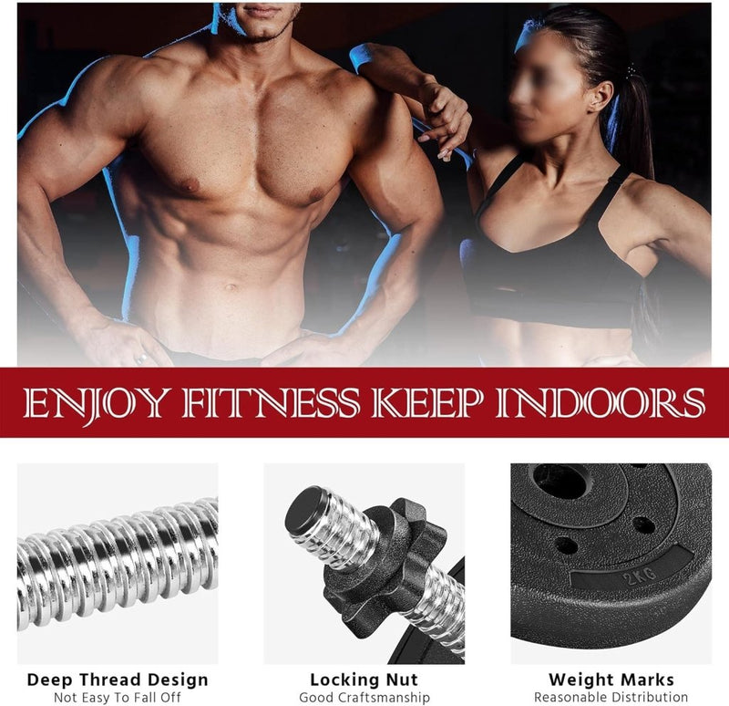 Load image into Gallery viewer, Yaheetech Halterset, 20 kg, korte halters, gietijzeren halters met stersluitingen, fitness, gymnastiek, halters voor krachttraining - happygetfit.com
