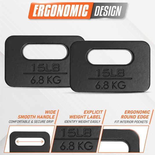 Yes4All Cast Iron Rucking Weight for Backpack, Training Weight Plate with Ergonomic Rounded Handle, Protective Glossy Finish for Weighted Walking, Hiking, Rucking, Resistance Workout - happygetfit.com