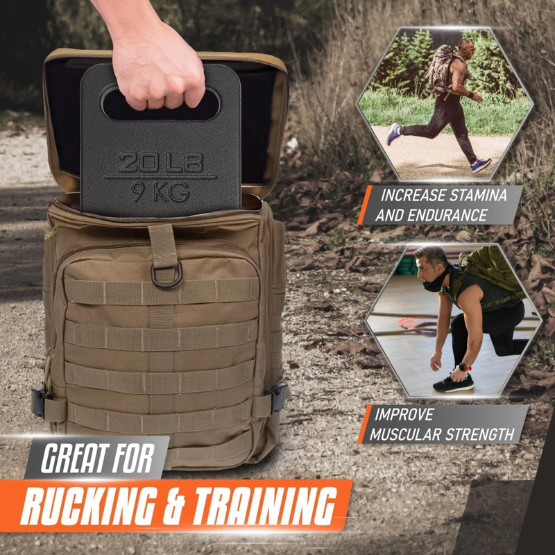 Load image into Gallery viewer, Yes4All Cast Iron Rucking Weight for Backpack, Training Weight Plate with Ergonomic Rounded Handle, Protective Glossy Finish for Weighted Walking, Hiking, Rucking, Resistance Workout - happygetfit.com
