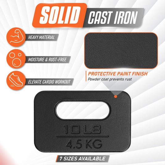 Yes4All Cast Iron Rucking Weight for Backpack, Training Weight Plate with Ergonomic Rounded Handle, Protective Glossy Finish for Weighted Walking, Hiking, Rucking, Resistance Workout - happygetfit.com
