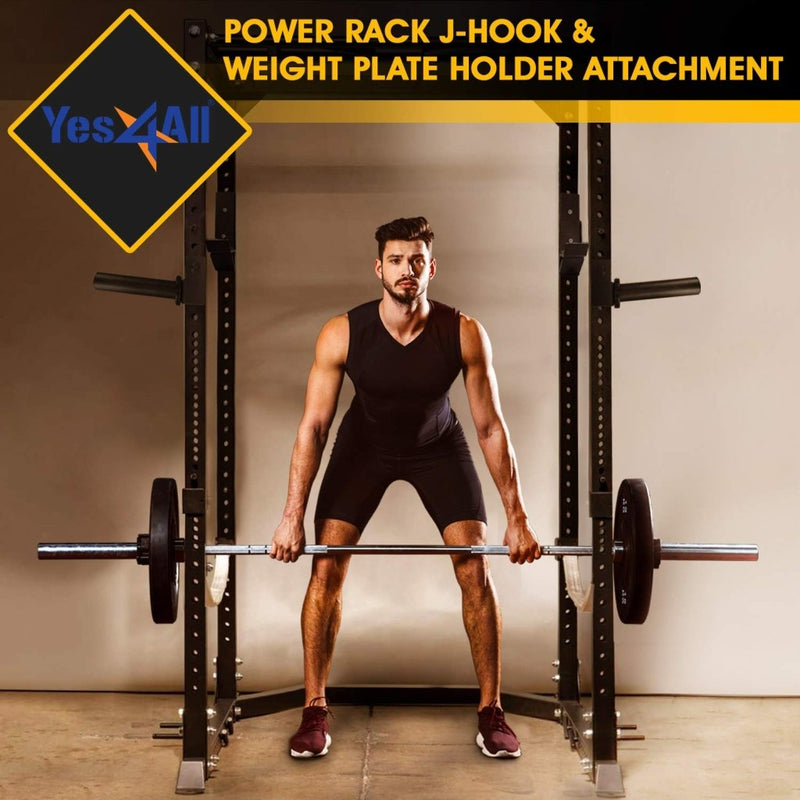 Laad afbeelding in Galerijviewer, Yes4All Power Rack J-Hooks 2x2 + Weight Holder Attachment 2x2 - happygetfit.com
