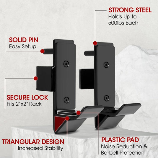 Yes4All Power Rack J-Hooks 2x2 + Weight Holder Attachment 2x2 - happygetfit.com
