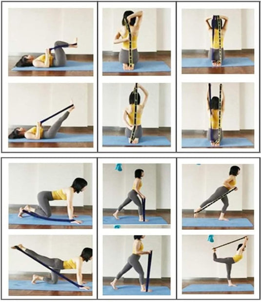Yoga stretchbanden set van 2 met 8 lussen - happygetfit.com
