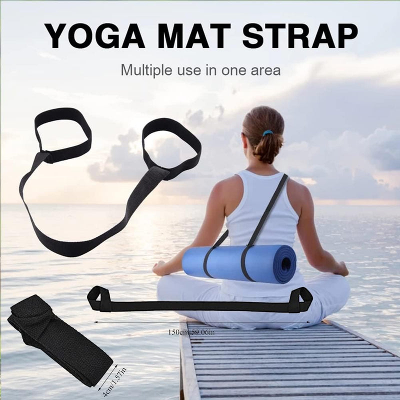 Load image into Gallery viewer, Yogamat draagriem verstelbaar zwart - happygetfit.com
