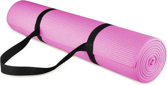 Yogamat schuim antislip 6 mm groen met draagriem - happygetfit.com