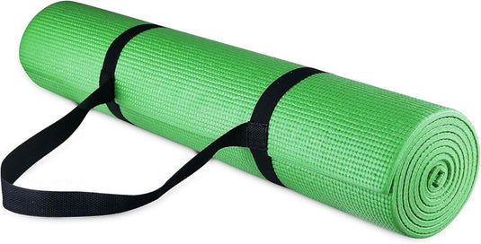 Yogamat schuim antislip 6 mm groen met draagriem - happygetfit.com