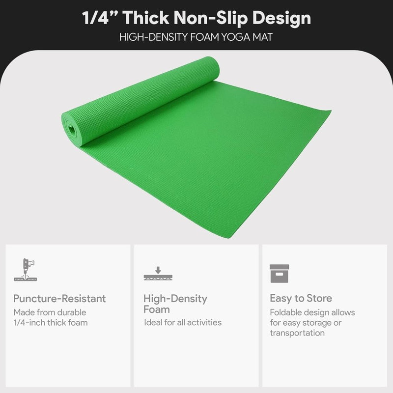 Load image into Gallery viewer, Yogamat schuim antislip 6 mm groen met draagriem - happygetfit.com
