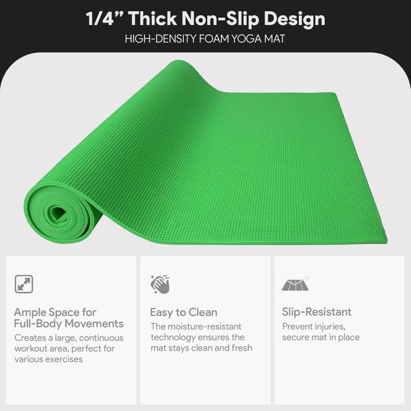 Load image into Gallery viewer, Yogamat schuim antislip 6 mm groen met draagriem - happygetfit.com
