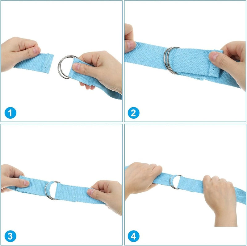Load image into Gallery viewer, Yogariemen 6 stuks 180 x 3,8 cm van katoen met D-ring bruin – stretchbanden – yoga pilates accessoires - happygetfit.com
