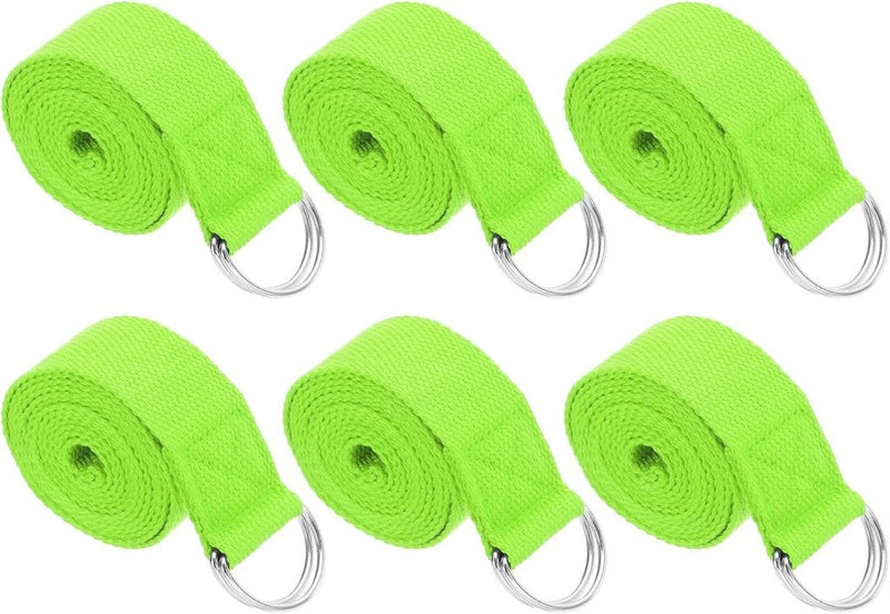 Load image into Gallery viewer, Yogariemen 6 stuks 180 x 3,8 cm van katoen met D-ring bruin – stretchbanden – yoga pilates accessoires - happygetfit.com
