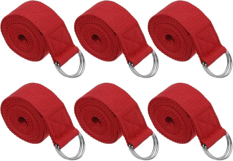 Load image into Gallery viewer, Yogariemen 6 stuks 180 x 3,8 cm van katoen met D-ring bruin – stretchbanden – yoga pilates accessoires - happygetfit.com
