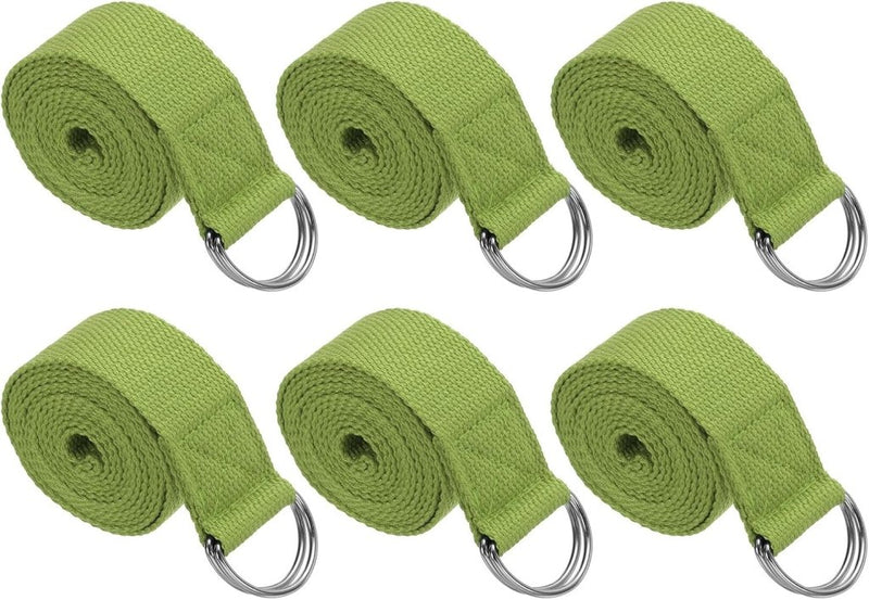 Load image into Gallery viewer, Yogariemen 6 stuks 180 x 3,8 cm van katoen met D-ring bruin – stretchbanden – yoga pilates accessoires - happygetfit.com
