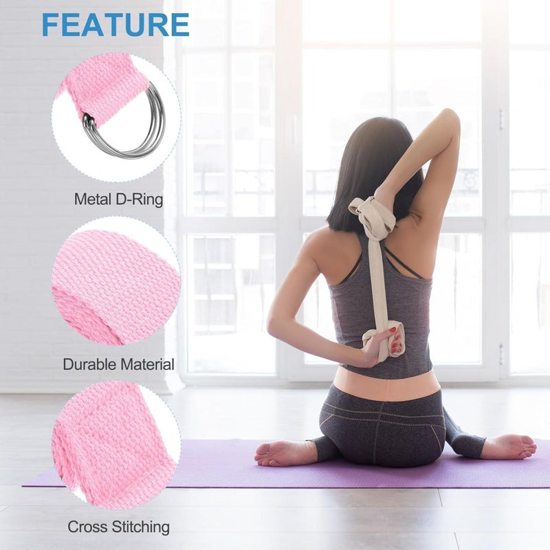 Load image into Gallery viewer, Yogariemen 6 stuks 180 x 3,8 cm van katoen met D-ring bruin – stretchbanden – yoga pilates accessoires - happygetfit.com
