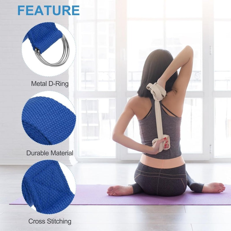 Load image into Gallery viewer, Yogariemen 6 stuks 180 x 3,8 cm van katoen met D-ring bruin – stretchbanden – yoga pilates accessoires - happygetfit.com
