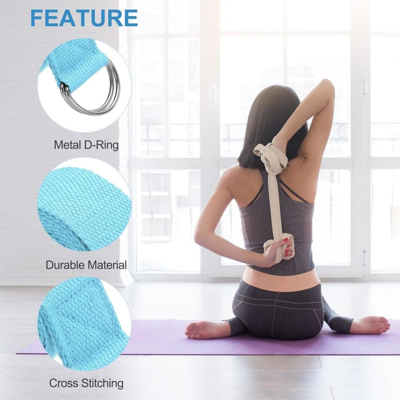 Load image into Gallery viewer, Yogariemen 6 stuks 180 x 3,8 cm van katoen met D-ring bruin – stretchbanden – yoga pilates accessoires - happygetfit.com
