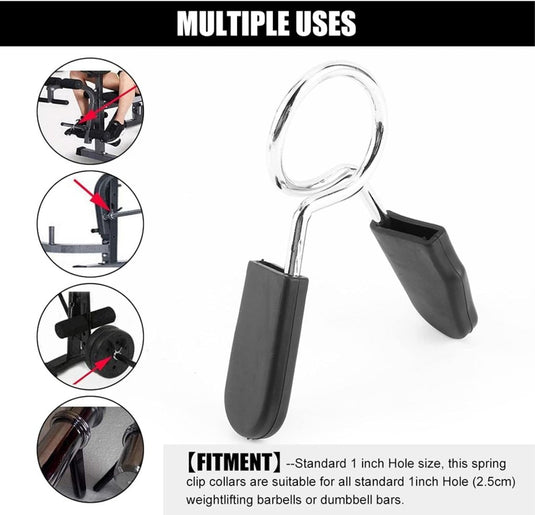 Yosoo Health Gear Halsbanden met veerclip, 2e halterhalterklem van 25 mm, halterklem, halterklemmen, 1 inch Olympische stang, snelsluiting, kraagklemmen voor gewichtheffen training - happygetfit.com