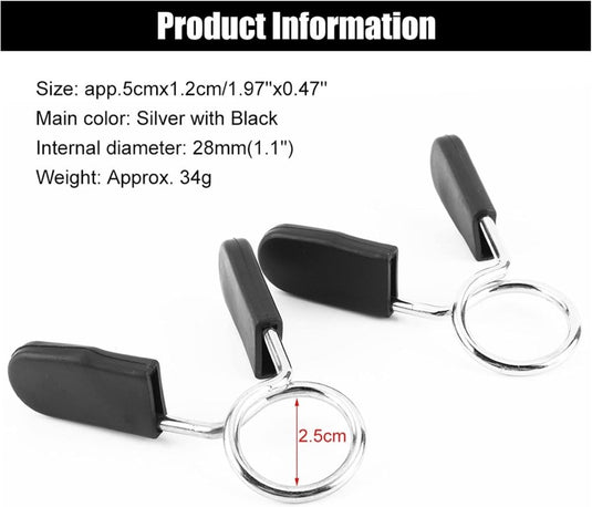 Yosoo Health Gear Halsbanden met veerclip, 2e halterhalterklem van 25 mm, halterklem, halterklemmen, 1 inch Olympische stang, snelsluiting, kraagklemmen voor gewichtheffen training - happygetfit.com